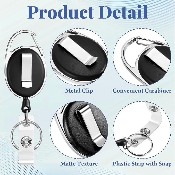Honoson 110 Pcs Heavy Duty Retractable Badge Reels Batch ID Badge Holder - Image 4