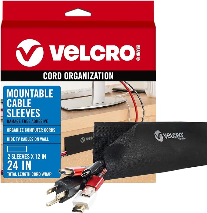 VELCRO Brand VEL-30797-USA Mountable Cable Sleeve | Cord Management Mounts on by VELCROBrand