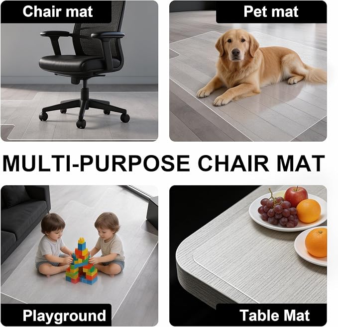 Clear Chair Mat for Hard Floor, Convex | Durable Thick PVC, Anti-slip Grip - Image 6
