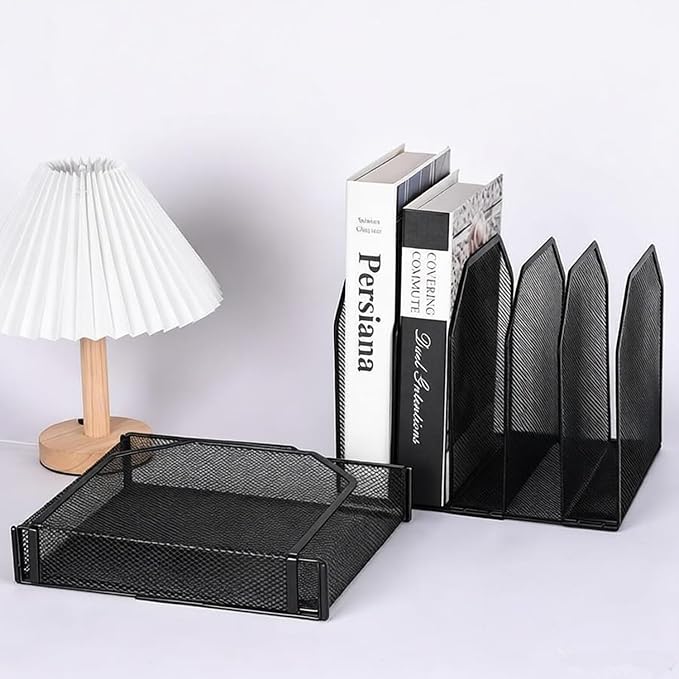 5-Section Mesh Desktop File Sorter Organizer, Adjustable File Organizer - Image 3