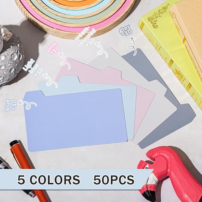 Harloon 50 Pack 5 x 8 Inch Index Card Dividers - Image 3