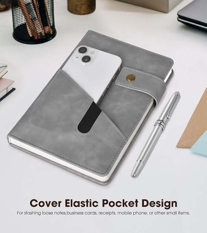 A5 Lined Leather Journal Notebook,Hardcover Journal Set with Pen and Gift Box,100Pages 100gsm Thick Ruled Paper Daily Diary for Men Women School,Travel,Business,Work,Writing 5.9" X 8.4"-DeskLoop Office