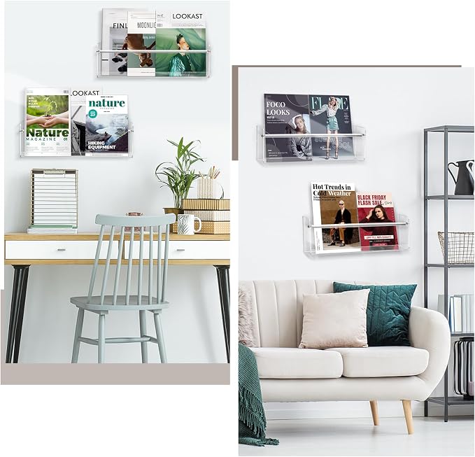 Clear Acrylic Wall Magazine Holder & Brochure Holder, Nursery Book Shelves - Image 4