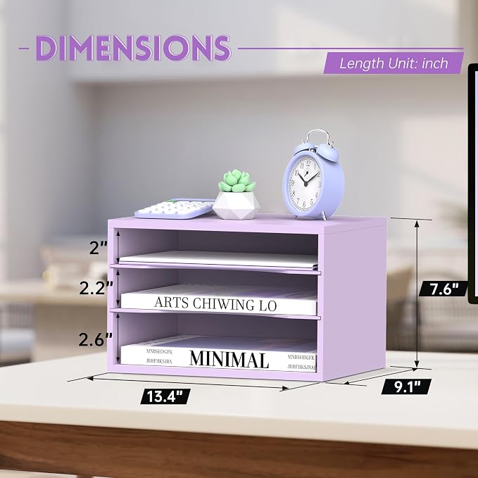 SUPEASY Wood Desk Organizer, 3 Tier Paper File Organizer - Image 3