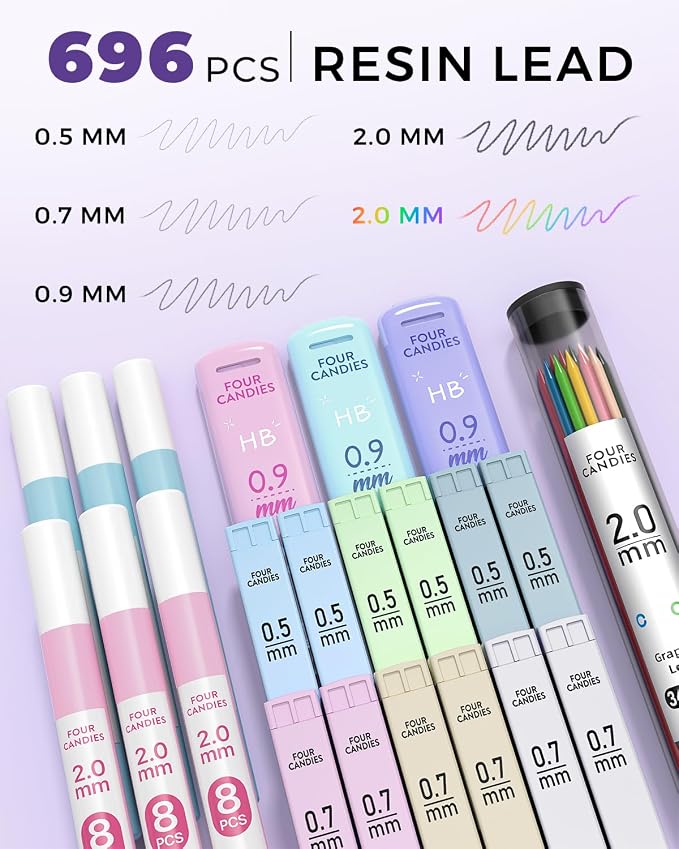 Four Candies 42PCS Aesthetic School Supplies, Mechanical Pencils 0.5mm - Image 3