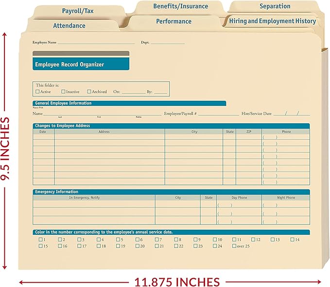 ComplyRight Expanded Employee Record Organizer and 6 Folder Sets | Pack of 25 - Image 5