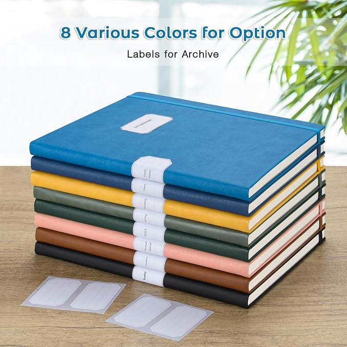 Lined Journal Notebook, 8.5" x 11" Hardcover Leather Notebook for Work, Wide Ruled Notebook Journal for Women Men, 192 Thick Paper, Lay Flat, 2 Pockets, A4 Large Journals for Writing, Navy Notebook