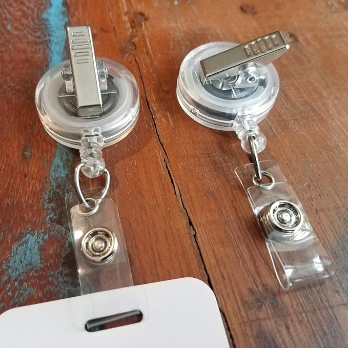Bulk 100 Pack - Premium Clear Retractable Badge Reels - Image 5