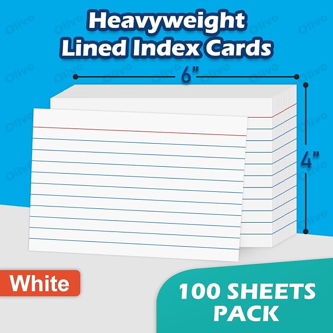Index Cards 4x6 Lined Ruled Flash Note Cards 4" x 6", 220 GSM Heavy Weight - Image 2