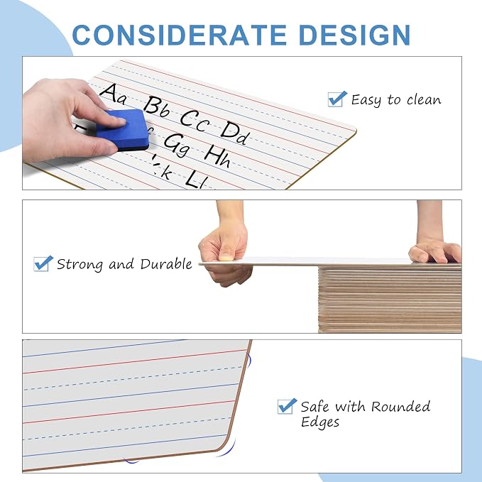 JUSTPAT 24 Pack Dry Erase Boards, Education Teacher Classroom, Mini Portable - Image 3