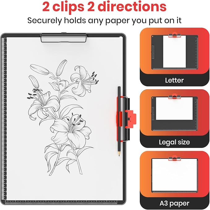 Clipboard with Pen Holder, Aluminum Protection Edge, Dual Clips, A3 Size 11" x - Image 8