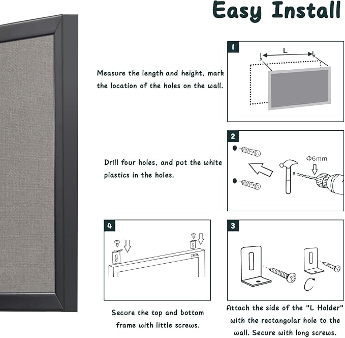 Gideal Bulletin Board 36 x 48 Inch, 100% Wood Framed Canvas Cork Board - Image 6