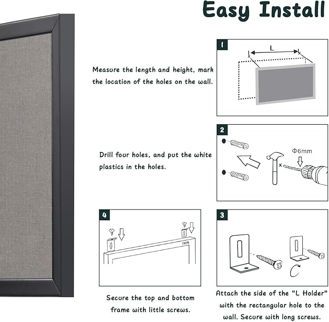 Gideal Bulletin Board 40x30 Inch, Cork Board with Grey Fabric and Pine Wood Frame, Cork Boards for Walls, Wall Mounted Fabric Notice Board for Home Office School, Vision Board and Message Organizer-DeskLoop Office