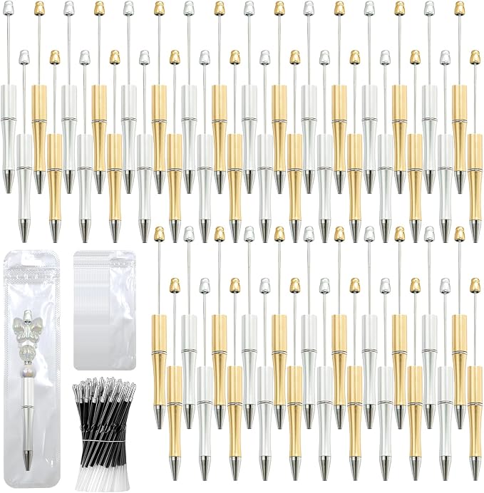 300 Pieces DIY Beadable Pen Kit – 100 Plastic Ballpoint Pens by DASTTUIS