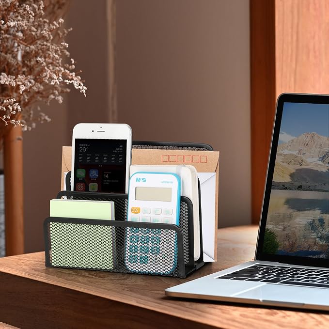 2 Pieces Desk Mail Organizer, Metal Mesh Small File Holders Letter Organizer - Image 5