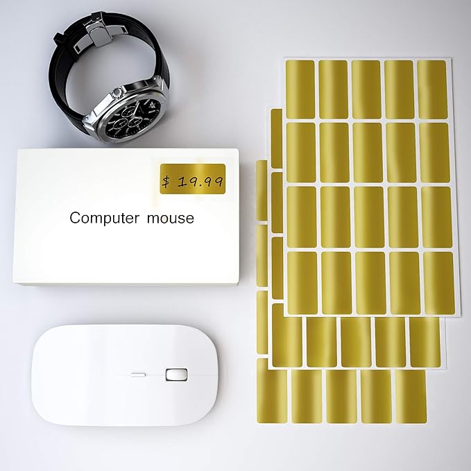 Royal Green Metallic Gold Rectangle Label (40 mm x 19 mm) Metallic Sticker Roll 1.57 inch x 0.75 inch 500 Pack-DeskLoop Office