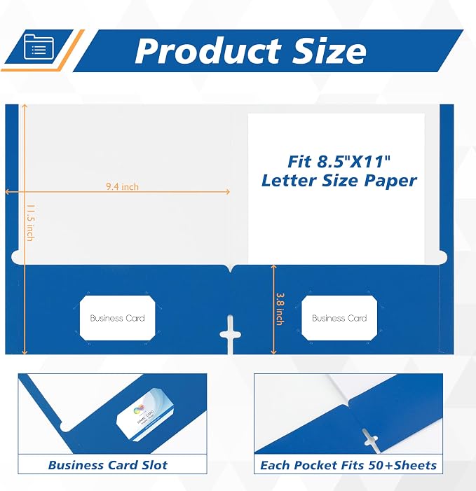 50 Packs Two Pocket Folders, Two Pocket File Folders - Image 2