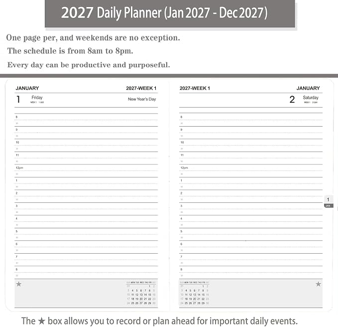 Daily Planner 2027 / Appointment Book, One Page Per Day, Jan - Image 3