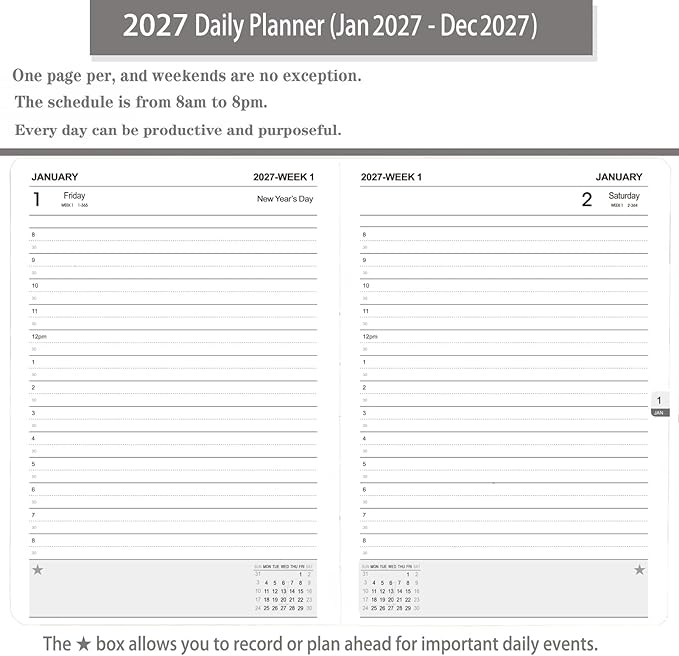 Daily Planner 2027 / Appointment Book, One Page Per Day, Jan - Image 3