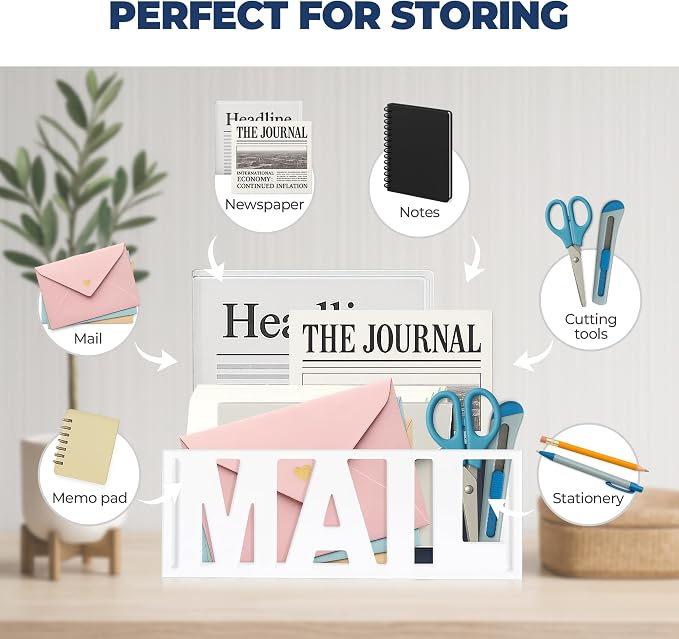Mail Organizer Countertop, Desk or Wall Mail Holder - Image 2