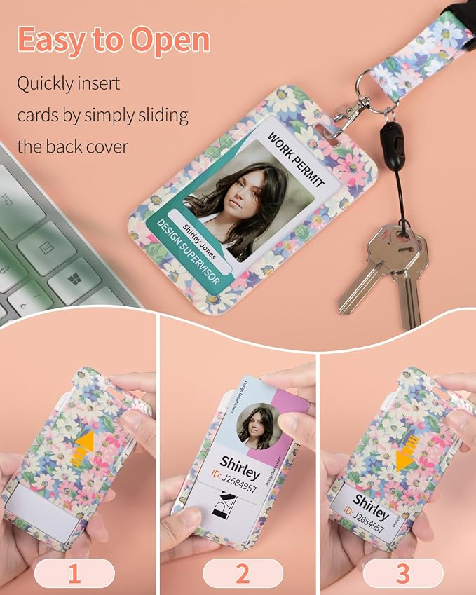 Uniclife Floral Sliding Badge Holder Wild Flower Plastic Case - Image 2