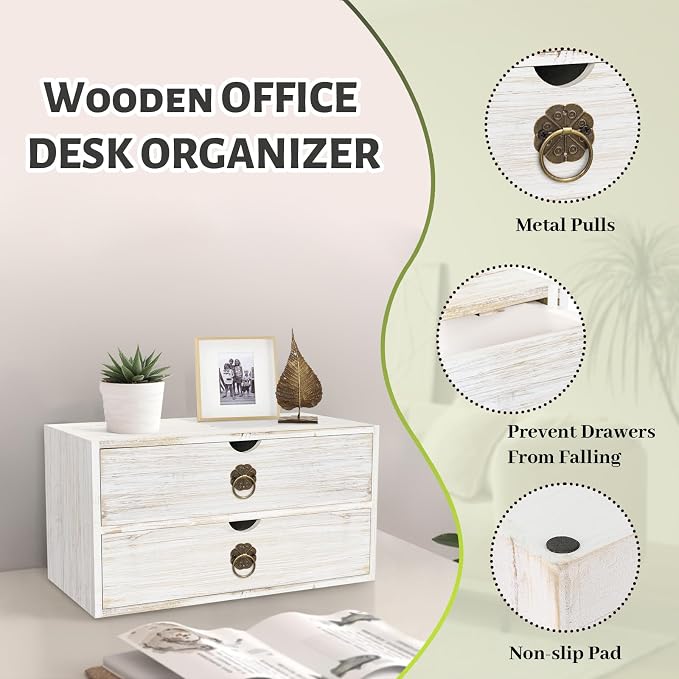 Wood Desk Organizer, Tabletop Storage Organization Box - Image 5