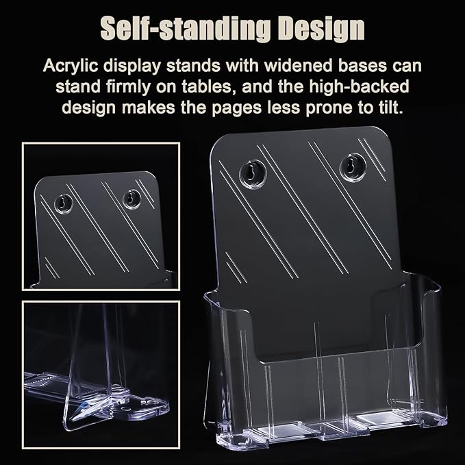 xydstay Acrylic Brochure Holder 8.5x11 Inches Slant Back Design, Plastic Table - Image 5