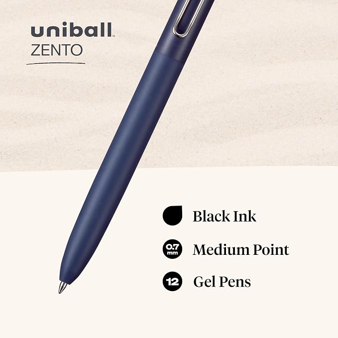 uniball Zento Liquid Gel Ink Retractable Pens, Medium Point, Muted Barrels - Image 4
