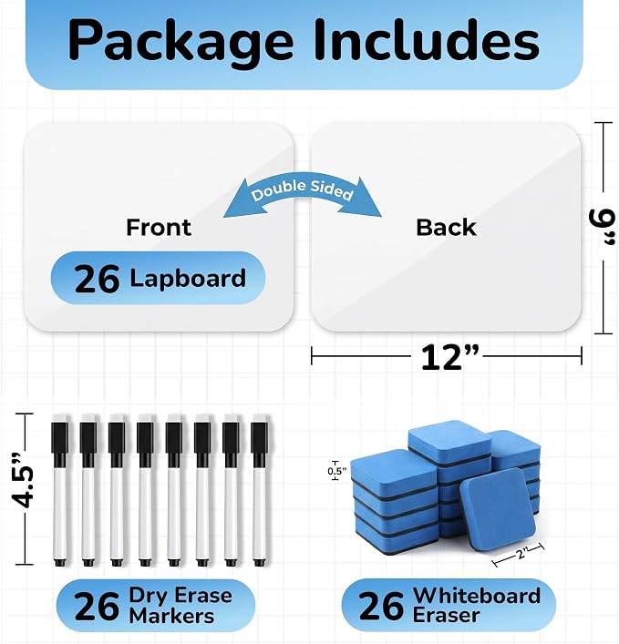 26 Pack Dry Erase Lapboards 12" x 9" - Image 2