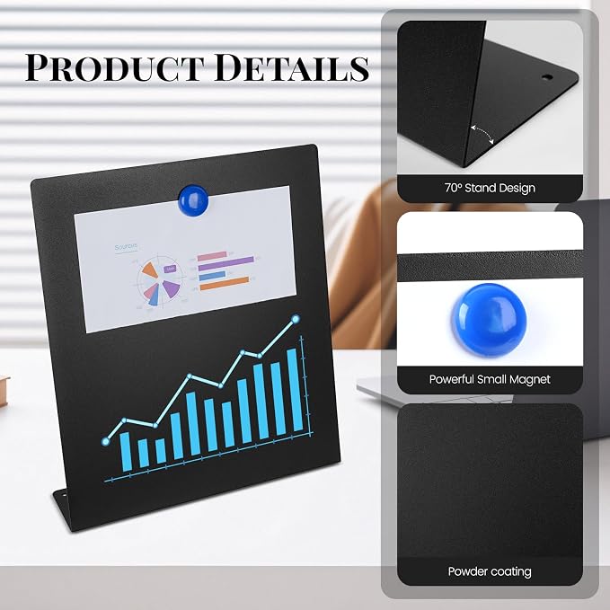 2 Pack Magnet Board, Metal Magnetic Bulletin Board, Magnet Display Stand - Image 4