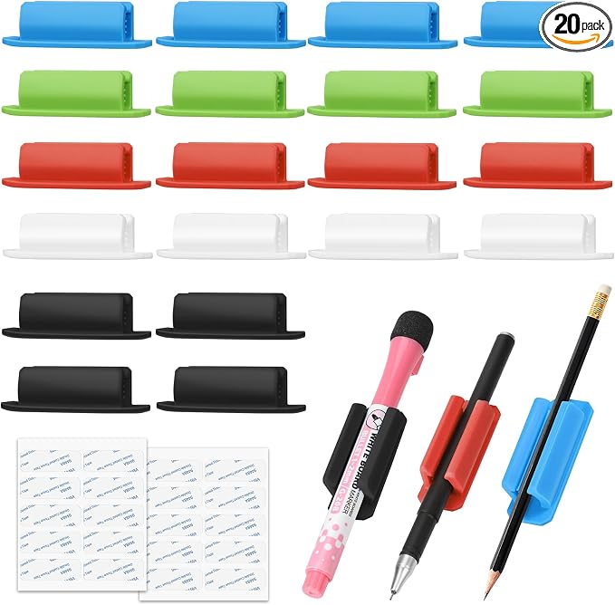 BOBOKA 20Pcs Pencil Holder for Desk, Adhesive Pen Holder for Classroom by BOBOKA