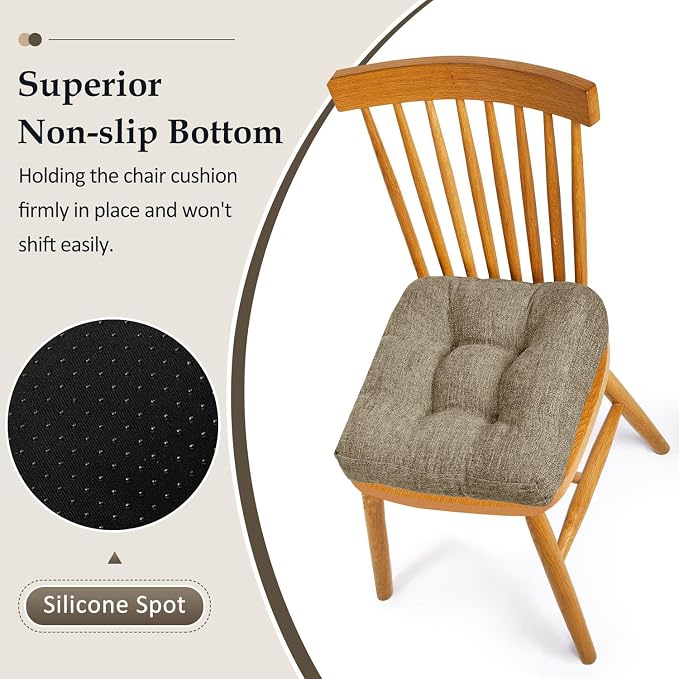 downluxe Chair Cushions for Dining Chairs 2 Pack, Tufted Indoor Chair Pads - Image 3