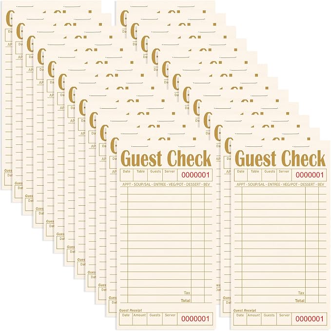 Guest Checks Books for Servers, Server Note Pads, 24 Pack, Natural Color Paper by ZPARIK
