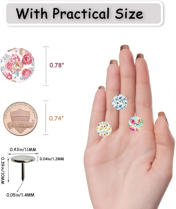 24Pcs Push Pins, Decorative Thumb Tacks, Floral Pins, Cute Push Pins - Image 4
