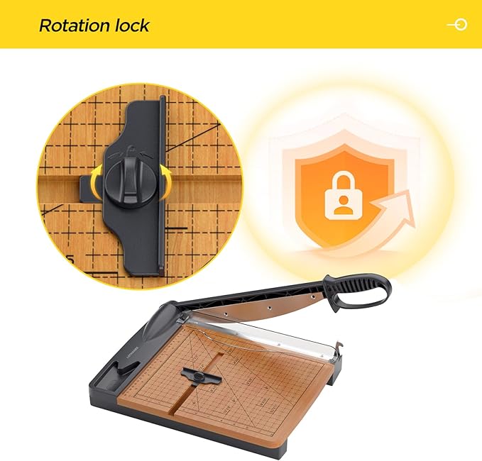 12'' Wood Guillotine Paper Cutter, Heavy Duty Wood Base Paper Trimmer with 32 Sheets Capacity Paper Cutting Board for Classroom, Crafting, Cardstock, Art Projects-DeskLoop Office