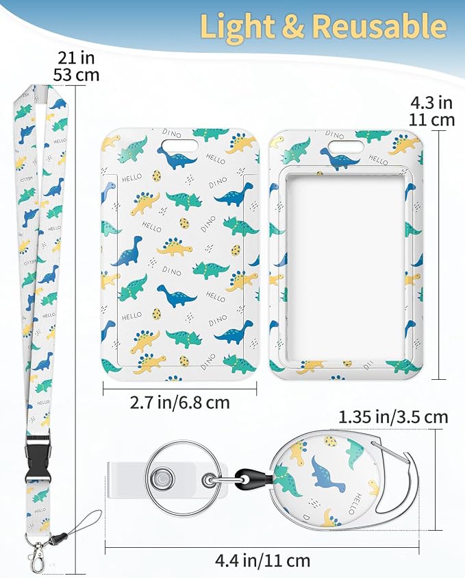Uniclife Fashionable Sliding Badge Holder Cartoon Dinosaur Plastic Case - Image 4