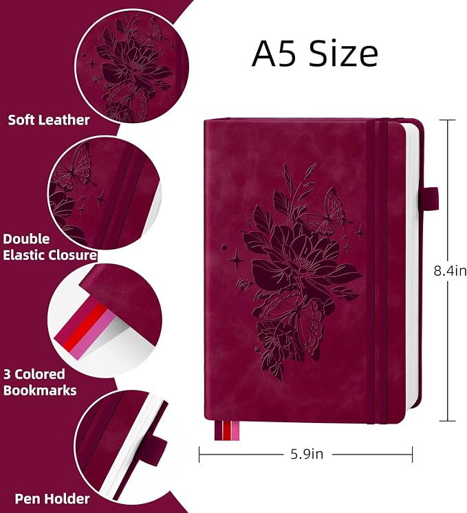 Lined Journal Notebook 365 Pages, A5 Leather Journals - Image 2