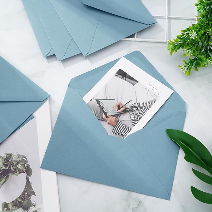 Whaline 50Pcs A7 Invitation Envelopes Set Dusty Blue Greeting Card Envelopes - Image 4