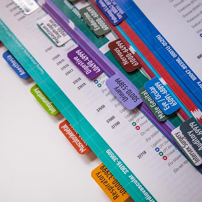 Index Tabs for CPT 2025 Professional Edition, Laminated and Color Coded CPT 2025 Code Book Tabs with Easy Installation and Aesthetic Design.-DeskLoop Office