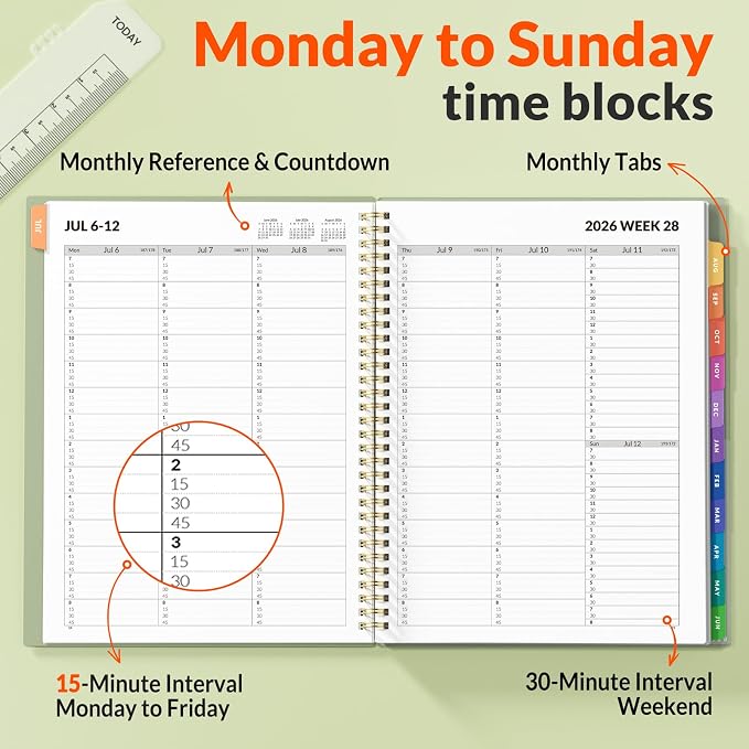 SUNEE 2026-2027 Appointment Book, Quarter-Hourly, Weekly & Monthly - Image 3