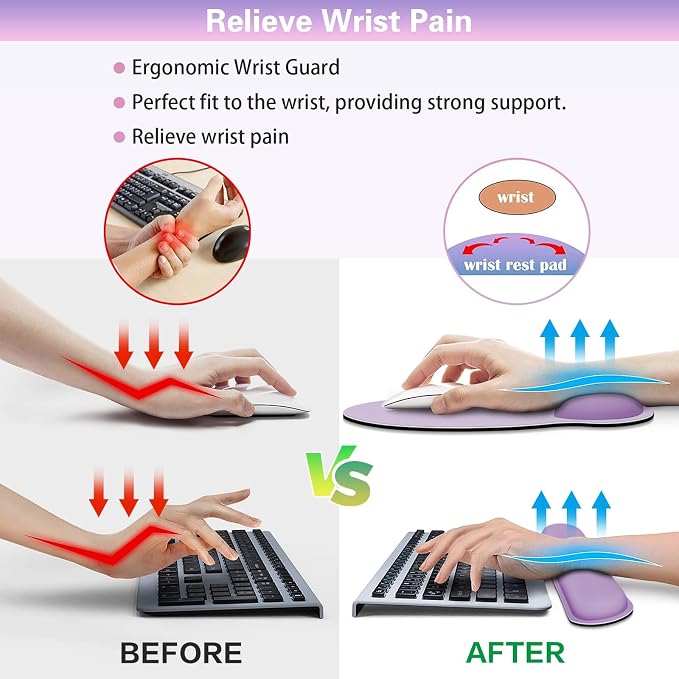Mouse Pad with Wrist Rest Set, 3-in-1 Wrist Support Mousepad Set, Gaming Mat - Image 4