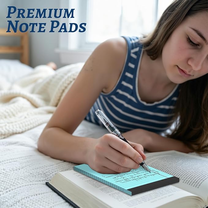 6 Pack 5 x 8 Inch Blue Legal Pads, Double-Sided Lined Notepads - Image 3