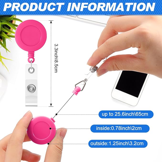 Harloon 150 Pcs Retractable Badge Reel Teacher Clips Holder Mixed Solid Color - Image 2