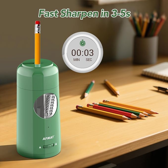 AFMAT Electric Pencil Sharpener, Rechargeable Fully Automatic Pencil Sharpener - Image 4
