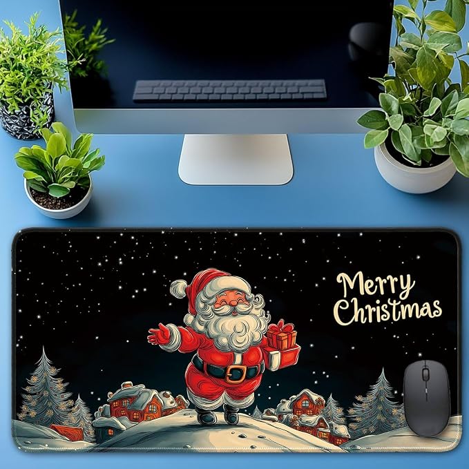 Keyboard Mat, Large Mouse Pad, Merry Christmas Claus Delivering Presents - Image 6