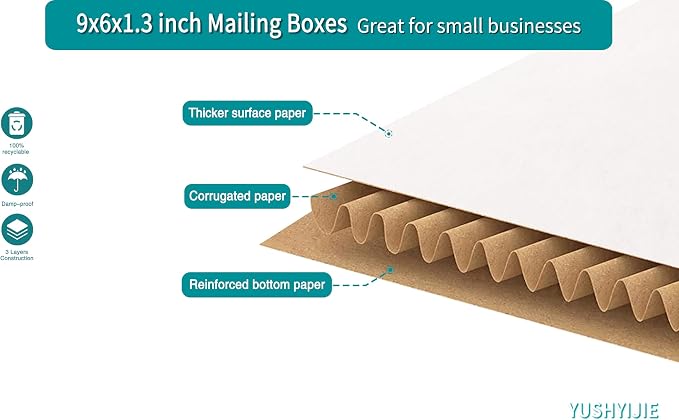 YUSHYIJIE 50 Pack 9x6x1.3 inch Small Shipping Boxes - Image 4