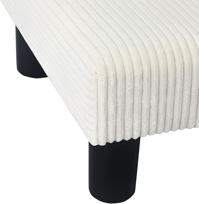 Joveco Small Foot Stool Ottoman, Corduroy Square Footstool Upholstered Footrest Foot Rest for Chair, Under Desk, Office, Living Room, Thick Stripes White-DeskLoop Office