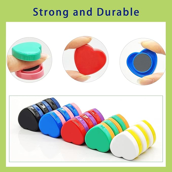 Fridge Magnets Refrigerator Magnets, 30 Pcs Magnet Small Magnets Strong Magnets Heavy Duty Magnets for Whiteboard, Colorful Mini Cute Magnets for Fridge Locker Kitchen Office (10 Colors, Heart)-DeskLoop Office