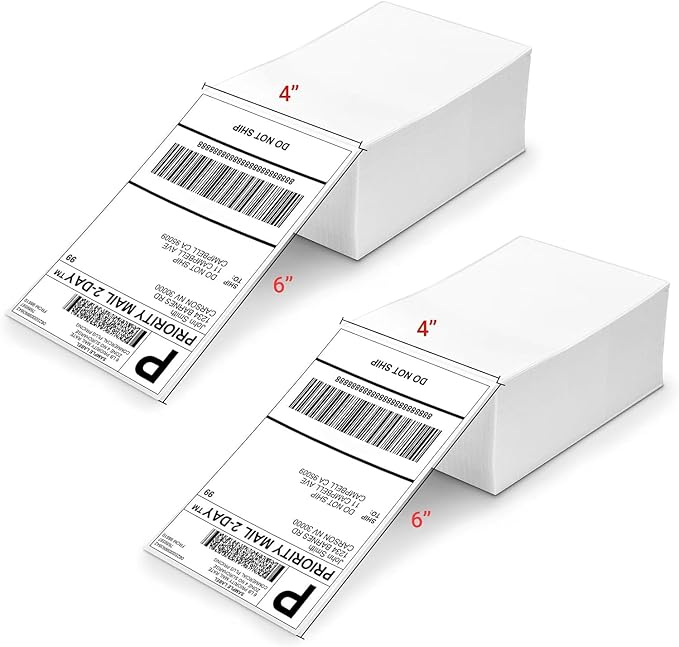 4x6 Thermal Labels, 2 Packs of 500 4x6 Fold Labels - Compatible with JADENS, ASprink, Phomemo, Rollo, Zebra, Omezizy and Other Thermal Printers-DeskLoop Office