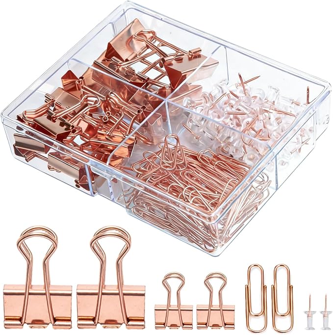 Cute Paper Clips Binder Clips Combo Set, 165 Psc, Cute Office Supplies Set by CREECHWA